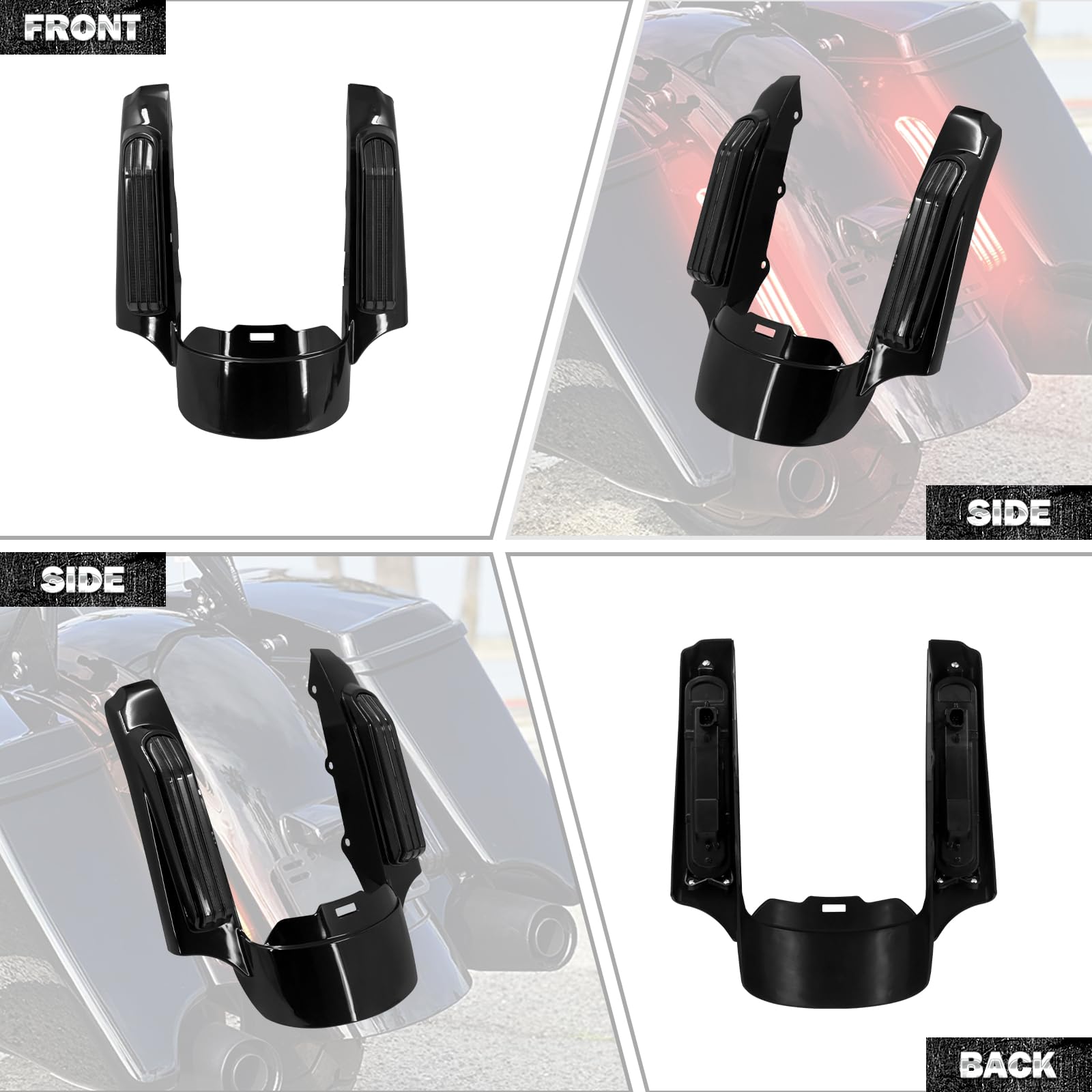 motocicleta trasera Fender Fascia LED luz para Harley Touring Road Glide Street Glide Electra Glide Road King Ultra Limited 14-2019 Negro brillante