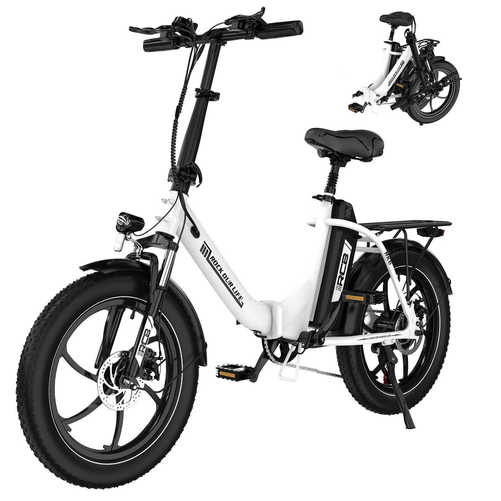 RCB 20“ Fat Tire E Bike, Elektrofahrrad Klapprad, 36V12Ah Lithium-Akku, 7-Gang Off-Road Mountainbike, Reichweite bis zu 80km, Herren und Damen Pendler Ebike