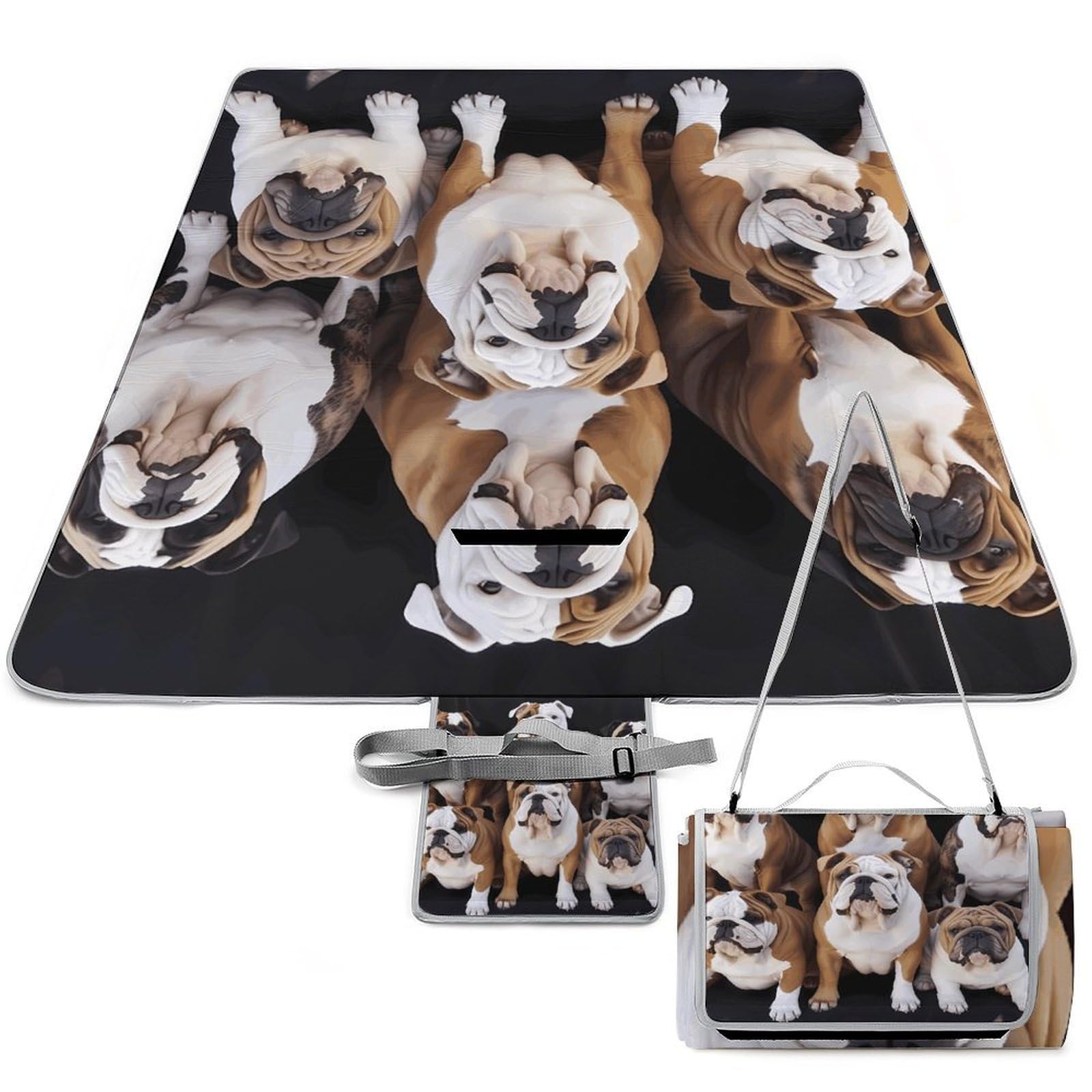Tapis de pique-nique bouledogue pour vos déjeuners sur l'herbe et sorties plage en famille
