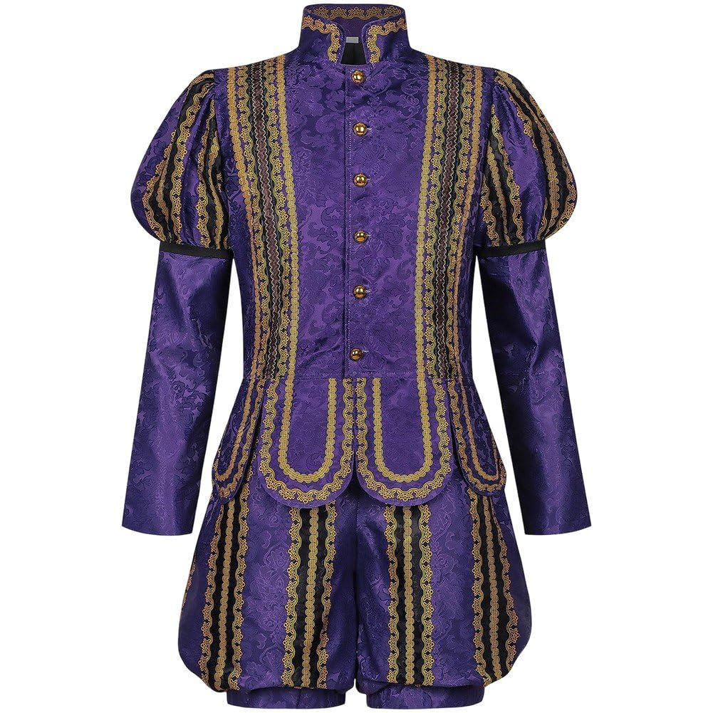 HiyyFloy Men's Elizabethan Period Costume Renaissance King Henry Costume Doublet Pumpkin Pants
