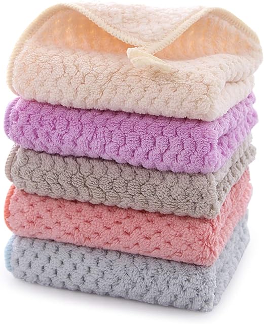 Qibesiey Hand Dry Towel, Ultra Absorbent Soft Dry Hand Towel Set With Hanging Loop Fast Drying Hand Towel For Kitchen Bathroom, Set Of 5