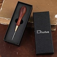 Vista 7 de DIUDUS Punzón de cuero para rascar con mango de madera, herramienta de punzón de rascar con mango de madera, punzón de costura de cuero
