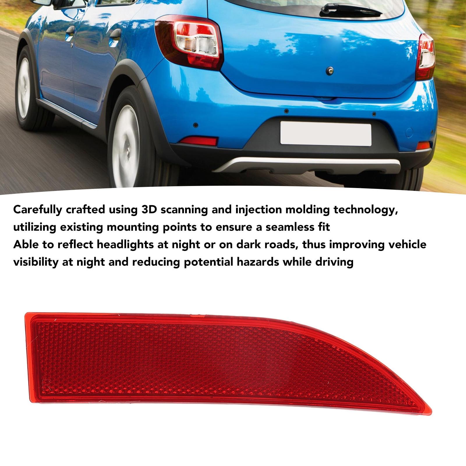 aqxreight Riflettore Paraurti Laterale, Ricambio Riflettore Paraurti Posteriore Laterale per Dacia Sandero Stepway MK2 Pre Facelift 2013 2016 (Destra: 265600427R)