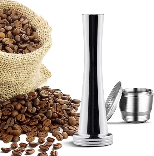 Miniatura 6 de Tamper de café de 0.945 in para prensa de café Nespresso Acero inoxidable Plata Tamper Café Martillo sólido Suministros de cafetería, C-adecuado