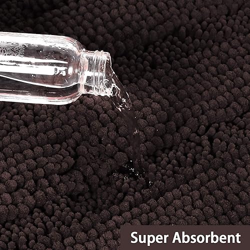 Miniatura 4 de Turquoize Tapetes de baño de felpilla, lanudos, antideslizantes, extrasuave y absorbente, 24 x 36 pulgadas, color marrón