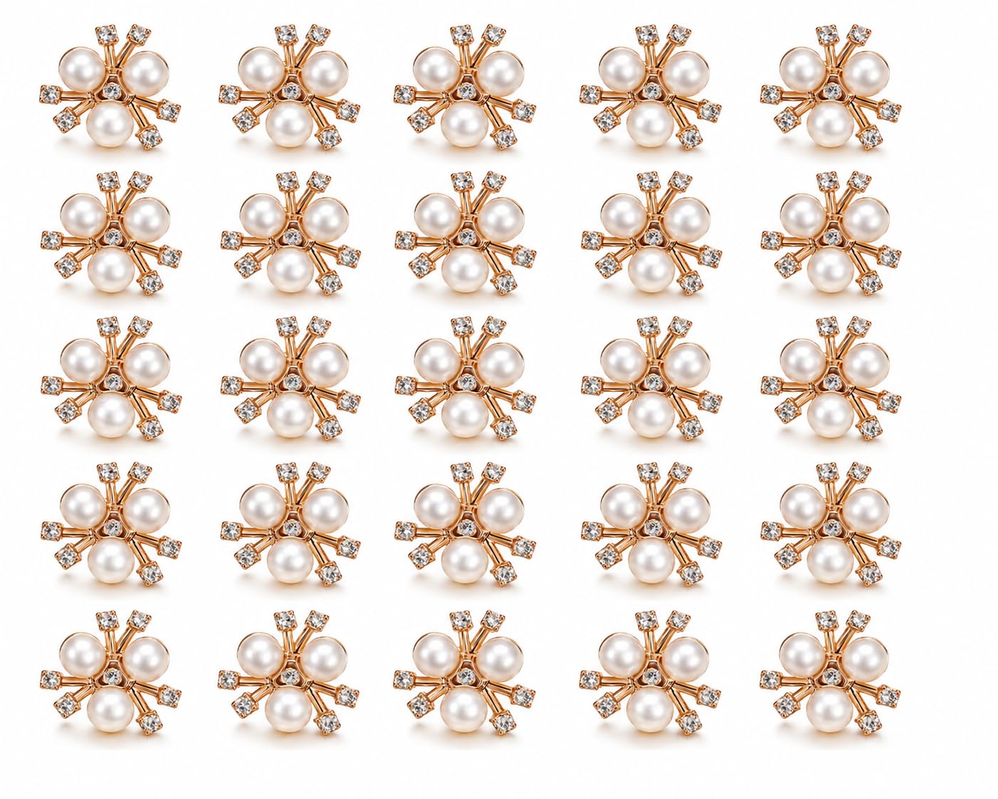 Radharamana Store Pearl Rhinestone Flower Beads for Craft, DIY Embellishments, Rakhi Making Material, Jewelry Making Supplies, Scrapbook Decoration, Kundan Stone Charms, Pack of 50-image-18