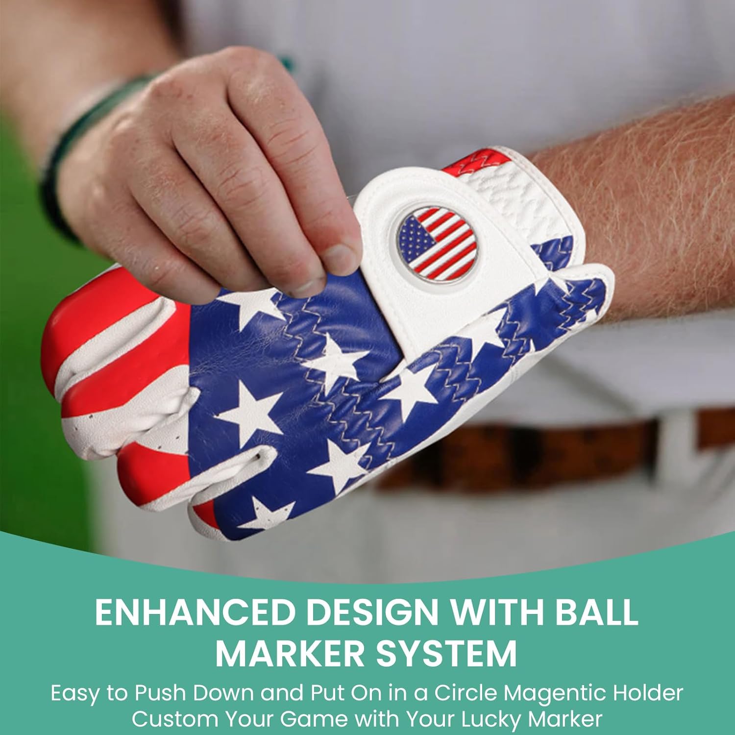 Amy Sport Golf Gloves Men Right Handed Golfer Left Hand Leather with Ball Marker Value 3 Pack, Color Leather Glove All Weather Grip Comfortable, Fit Size Small Medium Large XL - Image 3