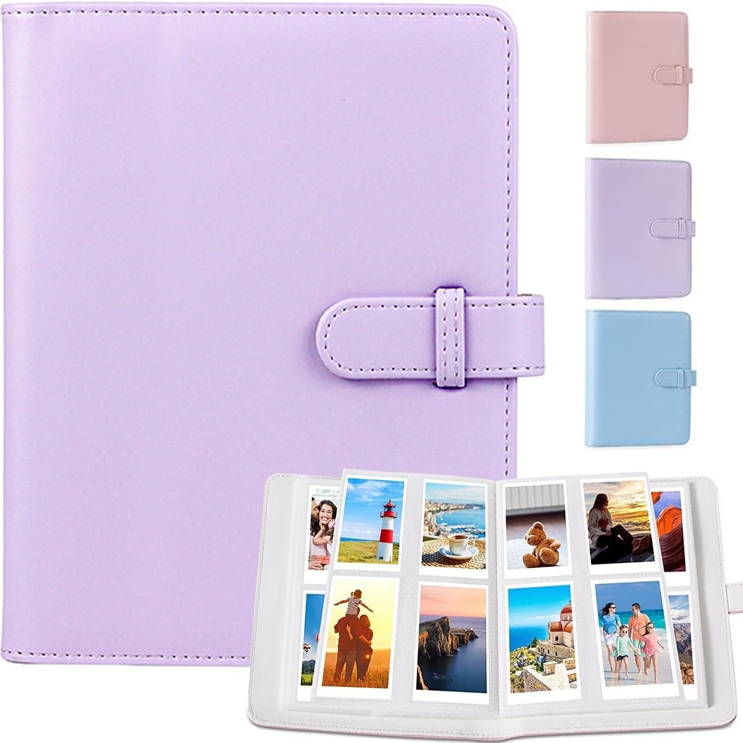 T Tersely 128 Pockets Mini Photo Album for Fujifilm Instax Mini Camera, Polaroid Snap,SocialMatic Instant Cameras (Purple)