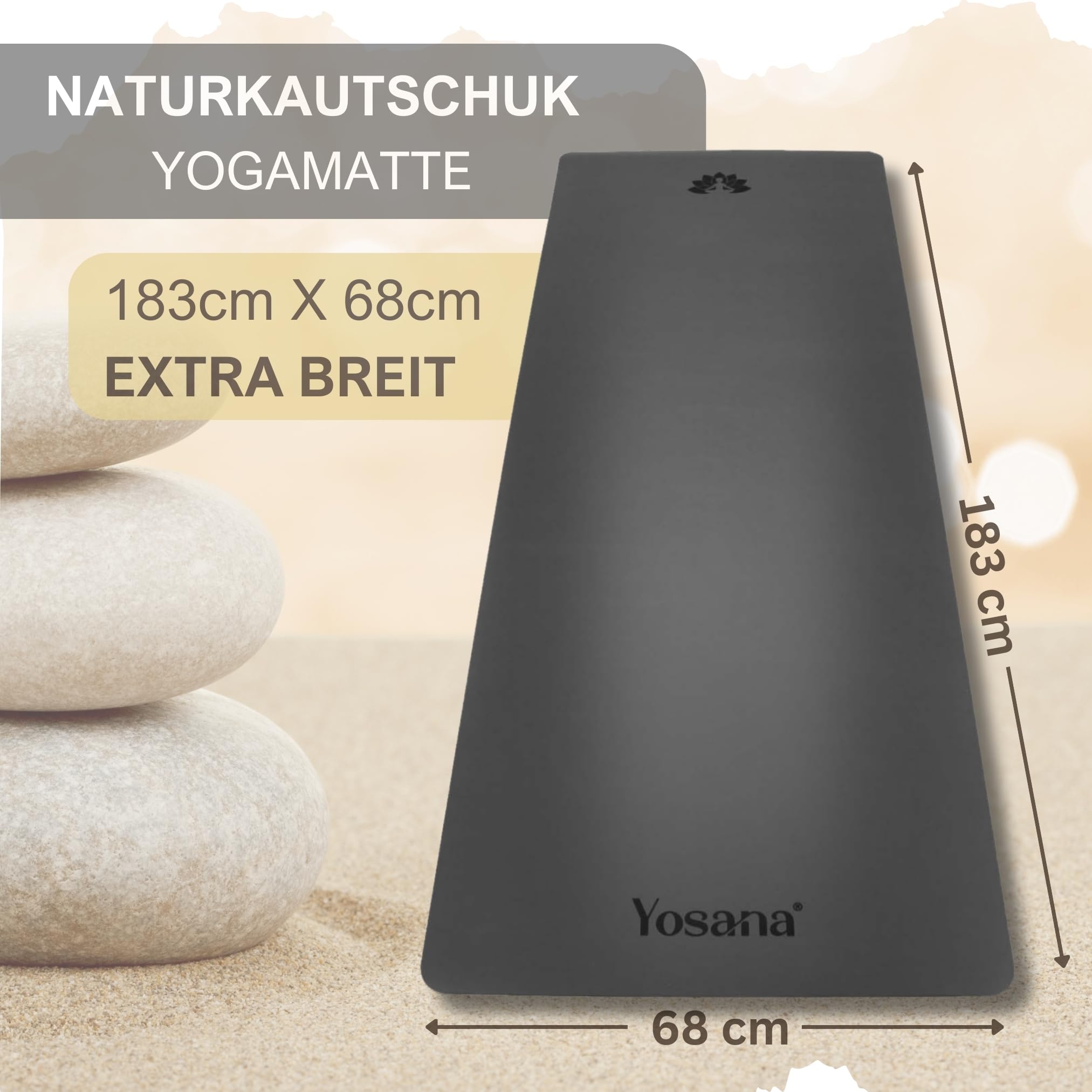Hoge kwaliteit natuurlijke rubberen yogamat met lijnen voor de lichaamsposities