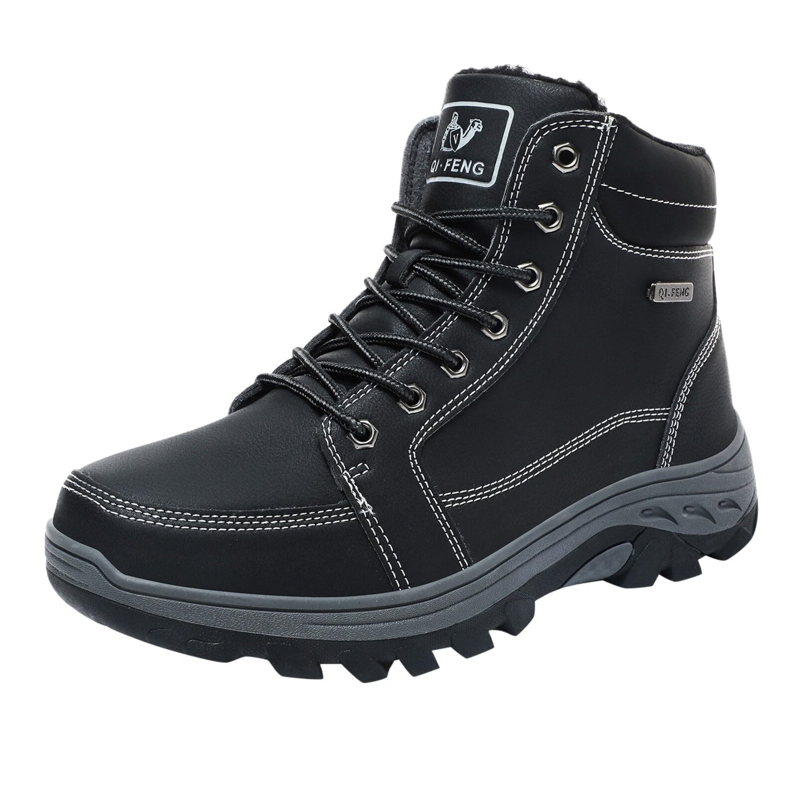 Generisch Bottes de neige d'hiver pour homme avec semelle antidérapante, design anti-collision, couche intérieure en peluche douce, bottes de randonnée thermiques pour temps froid