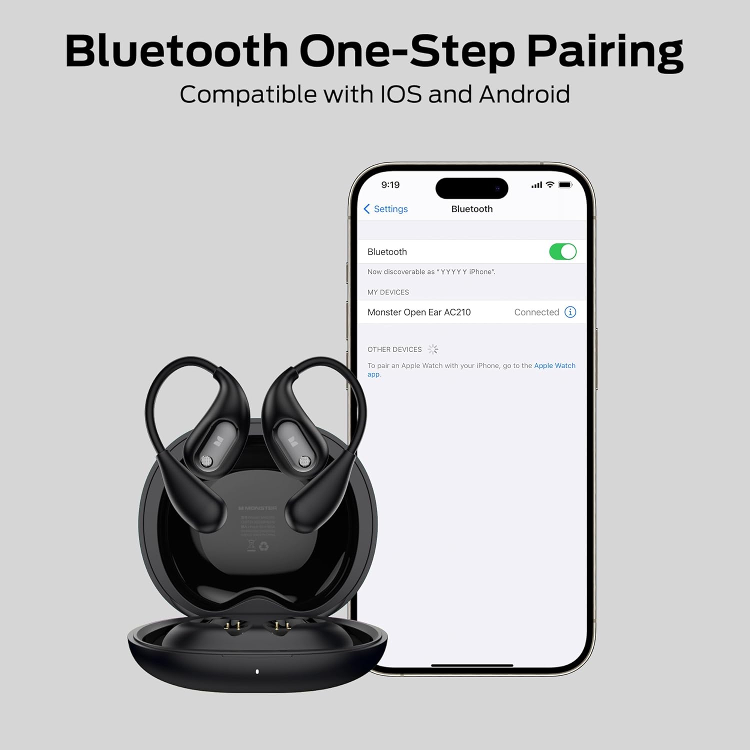 Monster Open Ear AC210 Headphones, Bluetooth 5.4 Earphones Stereo Sound, Wireless Headphones 30 Hours Playback,for Gift,Back - Image 6
