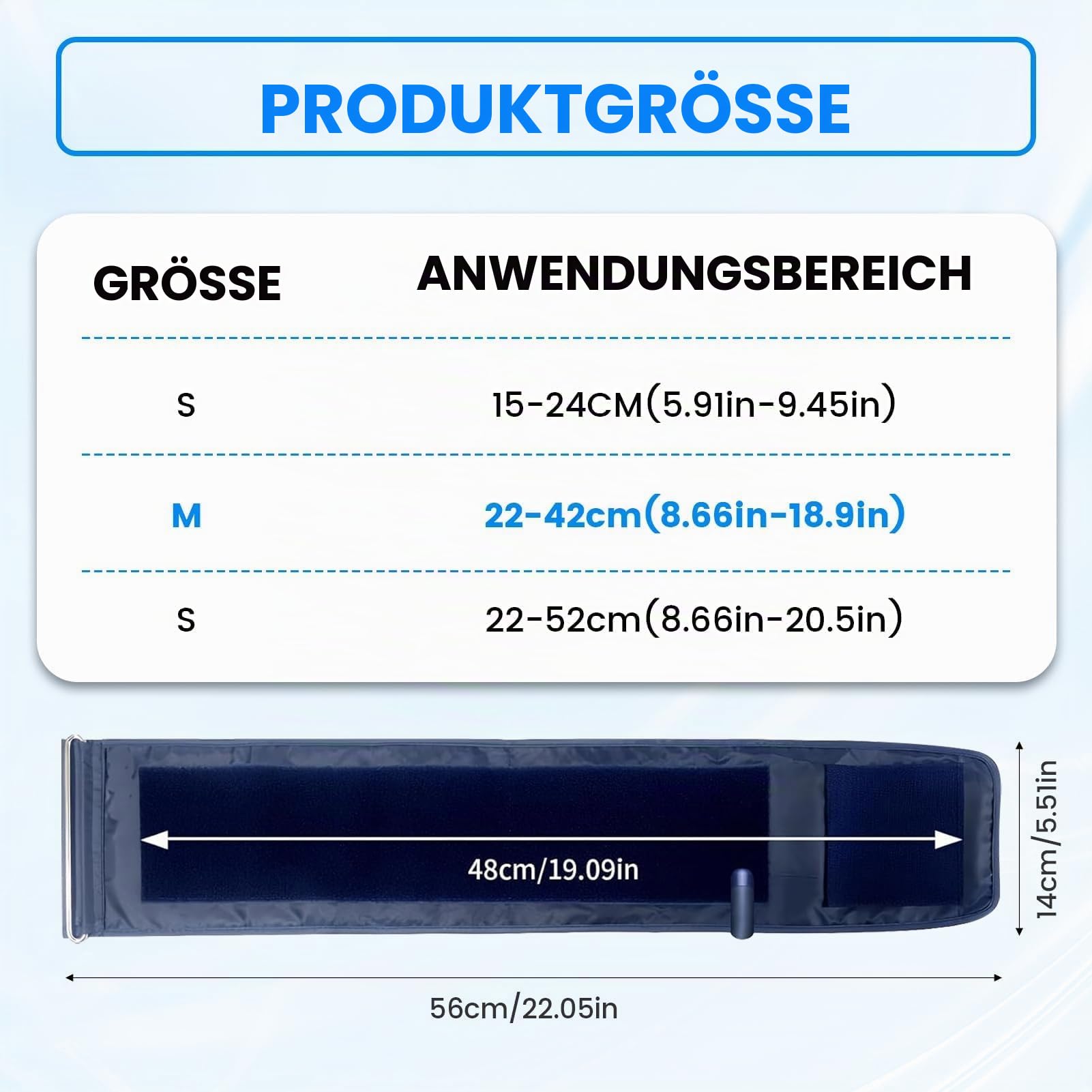 Blutdruckmanschette für Maschine, 22–42 cm, mittlere Blutdruckmessgeräte-Manschette mit 6 Universalanschlüssen, verstellbarer digitaler BP-Monitore, Ersatzgurt für Erwachsenen-Oberarm
