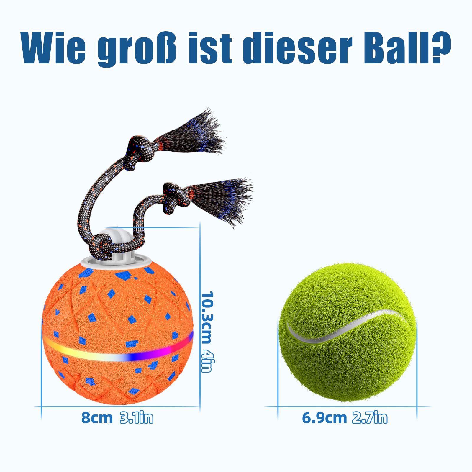 Hundespielzeug,Interaktives Hundespielzeug Hoch Elastisch und Robust Hundeball,Verschiedene Spielmodi mit Rotierendem Licht und Vogelzwitschern zur Aufmerksamkeitslenkung Ihres Haustiers