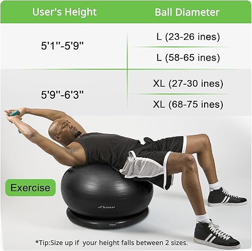 Miniatura 5 de Trideer Ball Chair Yoga Ball Chair Exercise Ball Chair with Base for Home Office Desk, Stability Ball &amp; Balance Ball Seat to Relieve Back Pain, Home