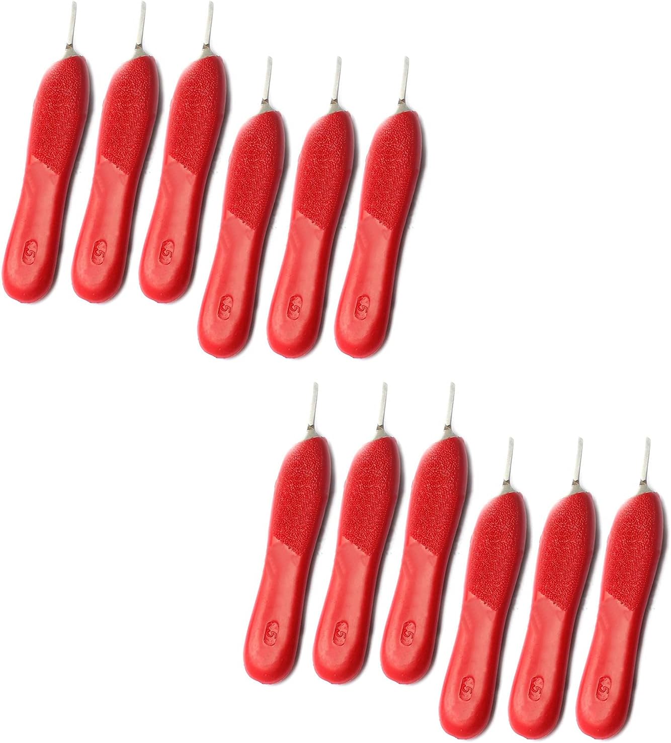 OdontoMed2011 Set of 12 Pieces Scalpel Knife Handle #5 Red Plastic Grip Veterinary, Dental Instruments