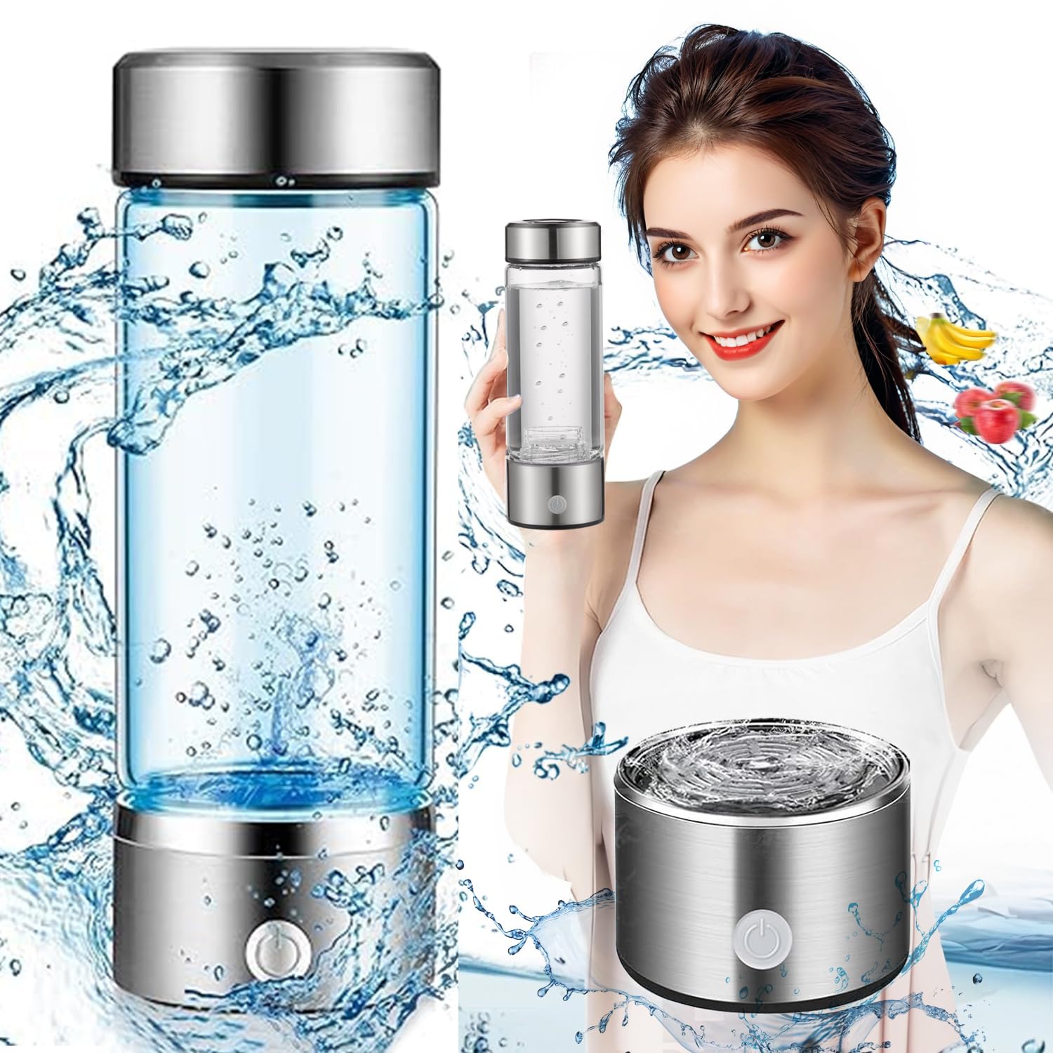 420ML Hydrogen Water Bottle 2024,Hydrogen Water Bottle Generator with SPE PEM Technology Water Ionizer,Hydrogen Water Machine Improve Water in 3 Minutes for Home,Office, Travel,Daily Drinking+Gift Box