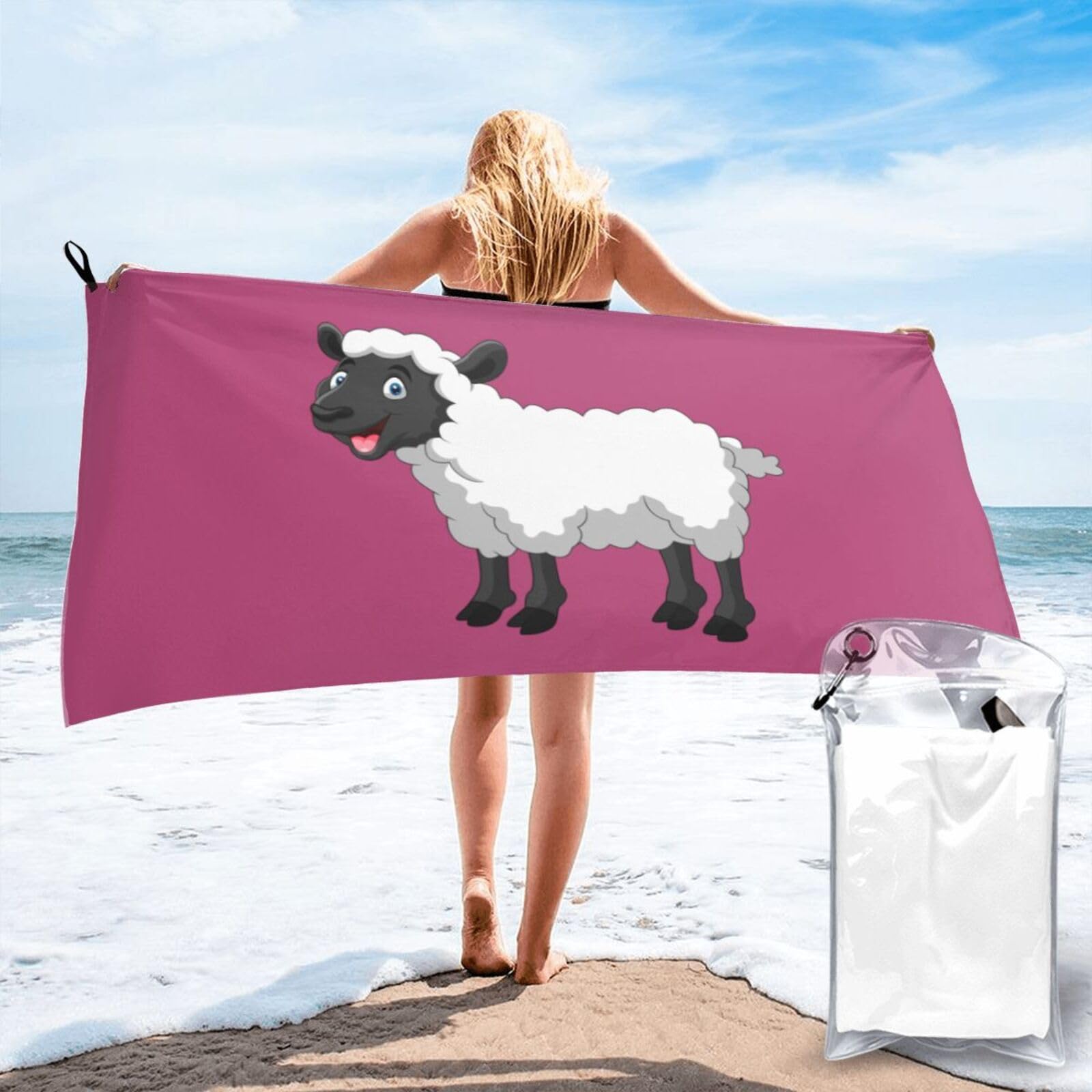 Funny Sheep Bath Towels 27.5"x55" Inch Super Soft Quick Dry Bath Towel Travel Gym Beach Towel Picnic Yoga Blankets
