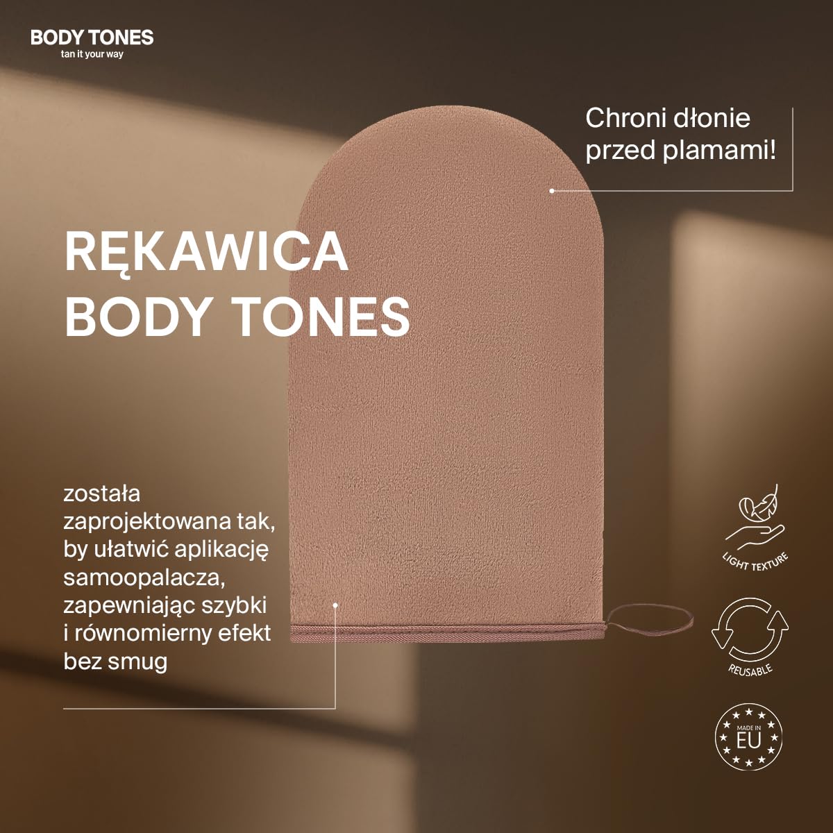 Body Tones Pianka Samoopalająca, Samoopalacz dla Ciemnej Skóry Nawilżająca i Przeciwstarzeniowa, Samoopalająca Pianka Naturalne Opalanie bez Ekspozycji na Słońce (155 ml + Rękawica, Ciemna cera)