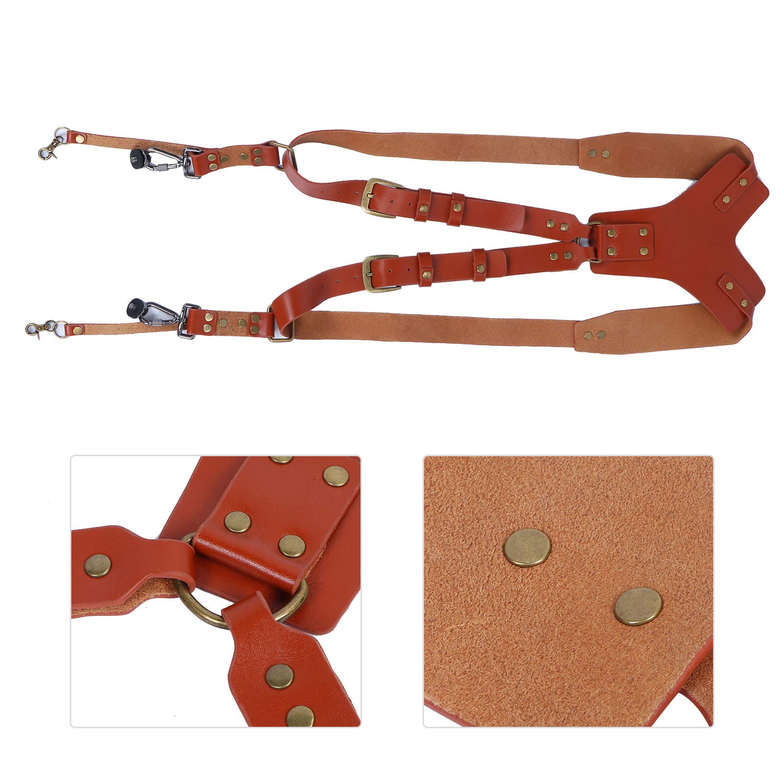 Tracolla per Fotocamera Digitale, Cordino da Polso Regolabile, Cordino, Doppio Rivetto in Pelle PU, Doppia Imbracatura per Fotocamera. Accessorio per Imbracatura