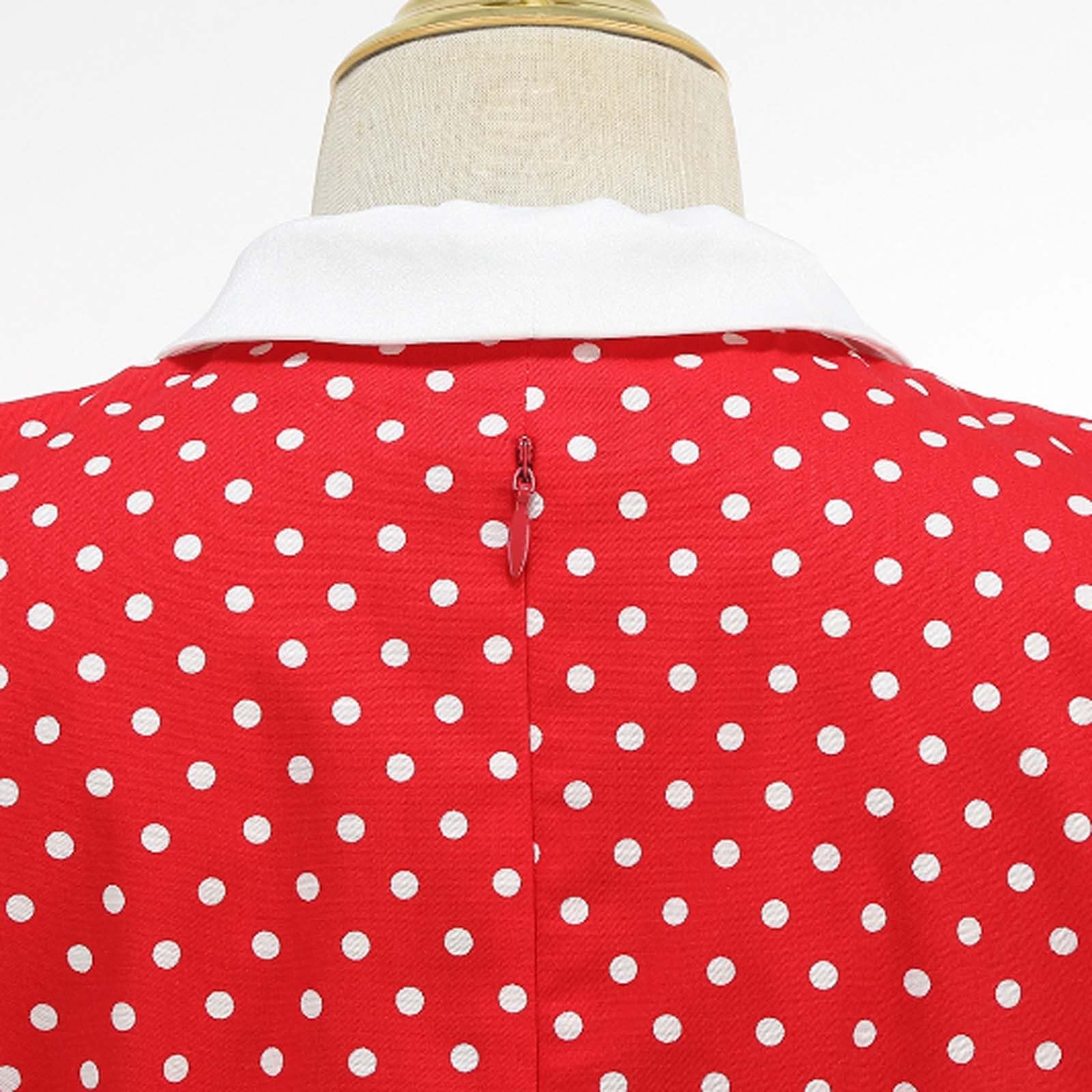 Vestido ajustado de estilo costero con cuello redondo y estampado de lunares, sin tirantes y con abertura frontal, ideal para niñas de 5 a 12 años, de punto piqué, cintura elástica y fácil de lavar