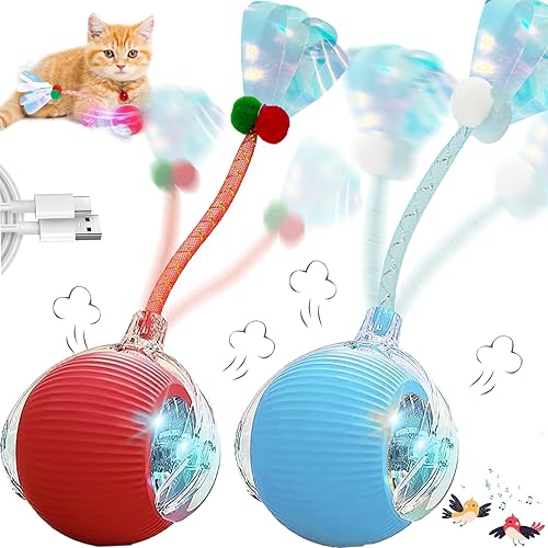 Miniatura 14 de Speedy 2.0 Tail 2 paquetes de juguetes interactivos para gatos de interior, juguete automático para gatos con cola de malla elástica, bola rodante 2