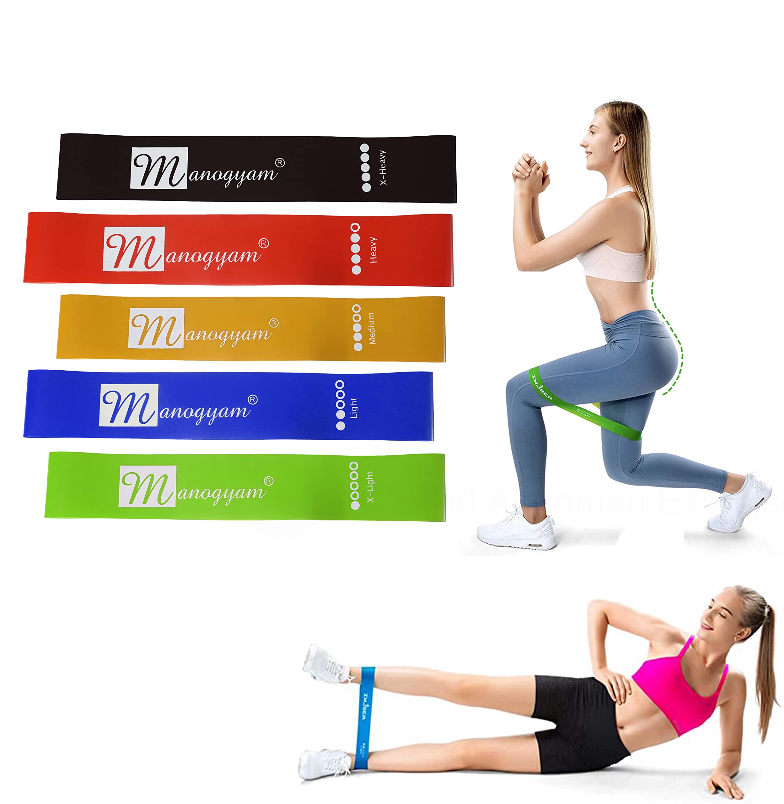 MANOGYAM Reistance Loop Band | Stretching Band | Resistance Band for Exercise | Workout Bands for Men & Women | Yoga Bands for Home Fitness Physical Therapy (Set of 5) (B093GR99BH) Amazon Price History, Amazon Price Tracker