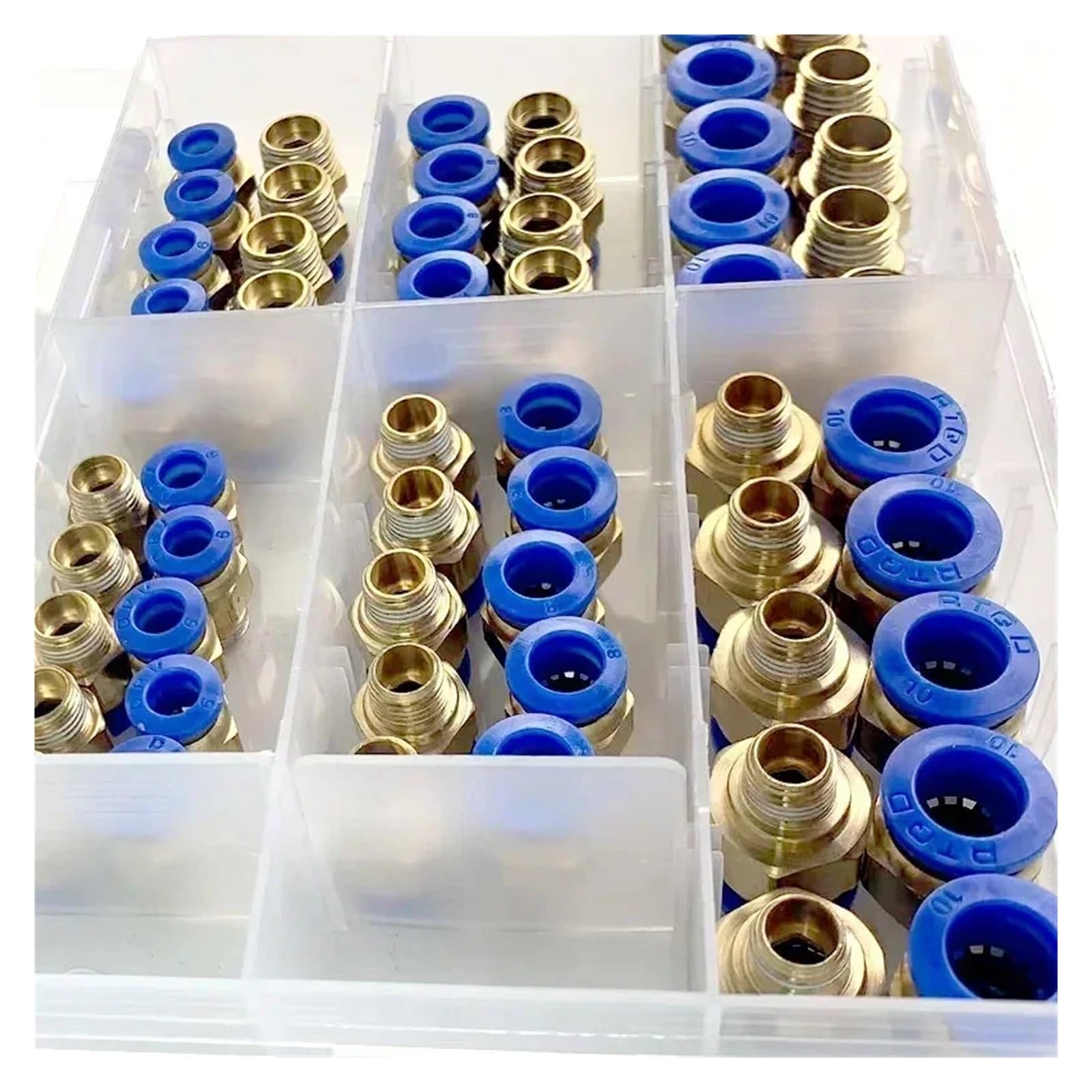 Seria PC w pudełku 4 mm, 6 mm, 8 mm, 10 mm, 12 mm, przeguby pneumatyczne do węży, złączki szybkozłączki 1/4 i 1/8 (zestaw B (50 sztuk))