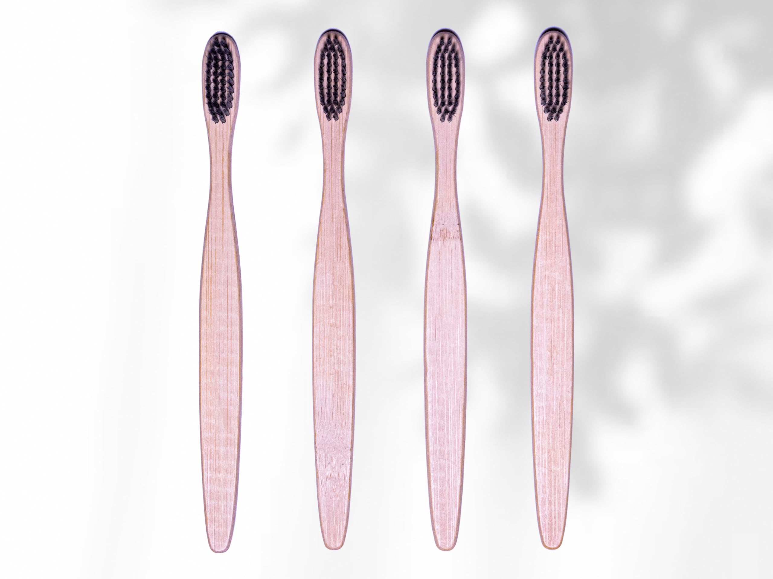 Natureverr Bamboo Toothbrushes 4 Pieces Bristle Toothbrush Eco-Friendly Toothbrushes Biodegradable Toothbrushes Natural Wooden Toothbrush Charcoal Toothbrushes for Daily