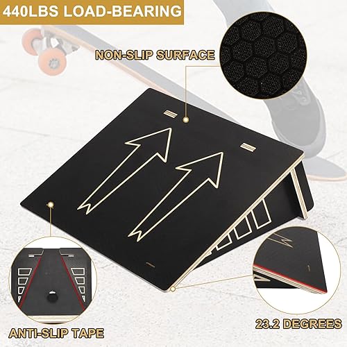 Miniatura 3 de MYOYAY Rampa de montar en bicicleta, rampa de patineta, rampa de patinaje, rampa de patinaje, rampa BMX, rampa de bicicleta para niños, ejercicios