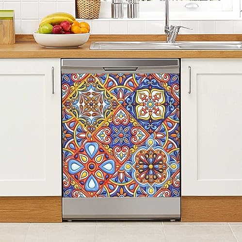 Cubierta magnética para lavavajillas, talavera mexicana, azulejos de cerámica, adorno étnico folclórico, cerámica italiana, calcomanías magnéticas