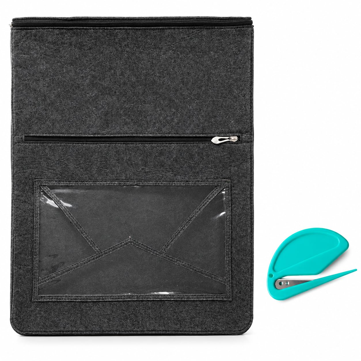 Katai – Bolsa para interior – Ranura para correo de fieltro gris de ajuste universal para puertas delanteras – Incluye abrecartas ergonómico
