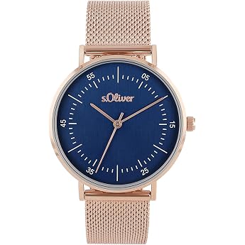 s.Oliver 2036553 Women's Analogue Quartz Watch with Stainless Steel Strap Rose Colour 3 Bar Waterproof in Watch Gift Box
