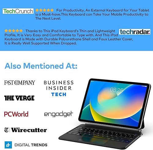 Miniatura 5 de Funda con teclado para iPad de 10ª generación 2022 y 11ª (A16, 2025) – Teclado estilo mágico con panel multitáctil – Soporte de voladizo flotante