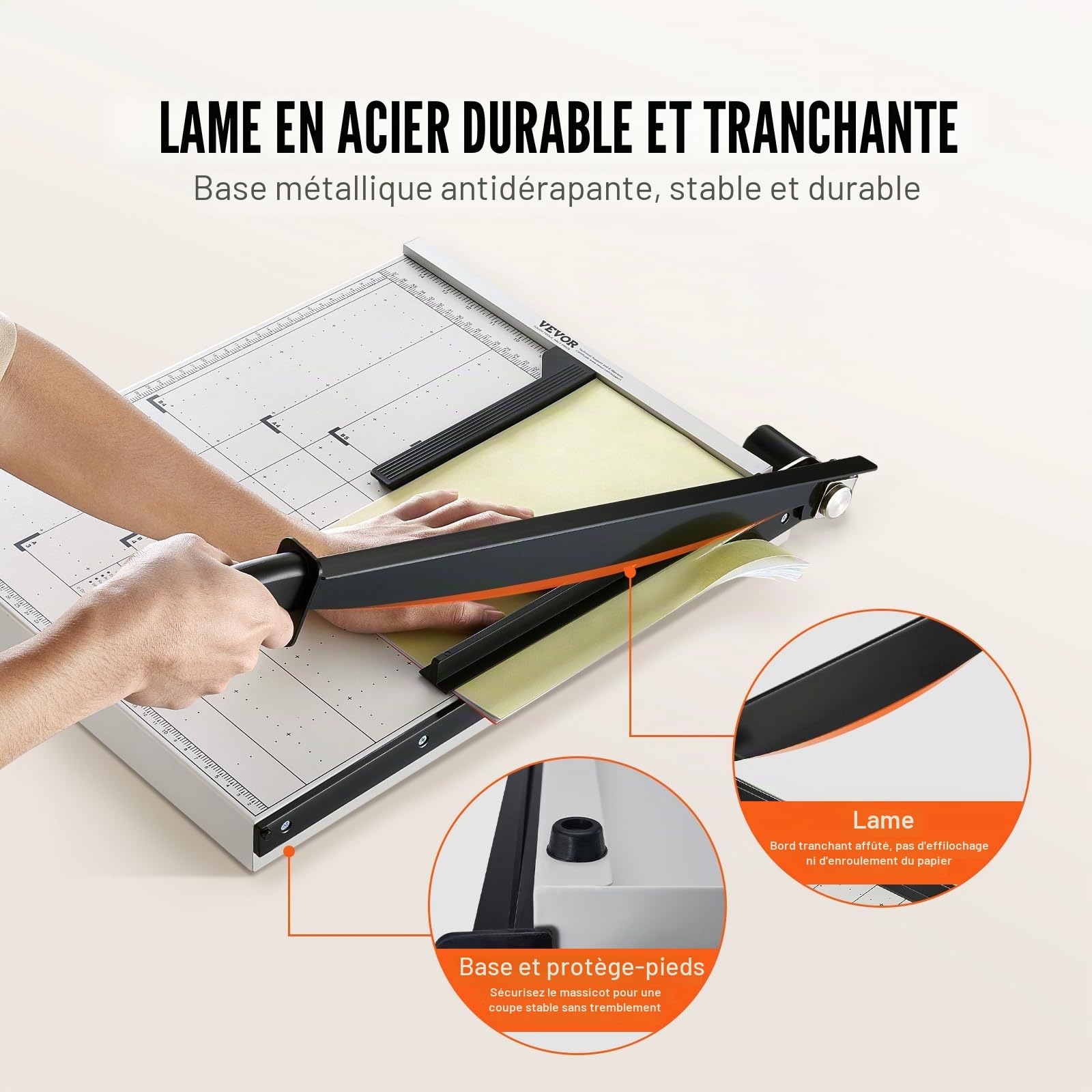 VEVOR Guillotine Papier A3 Coupe 15 Feuilles 45,7 cm avec Dispositif de Sécurité