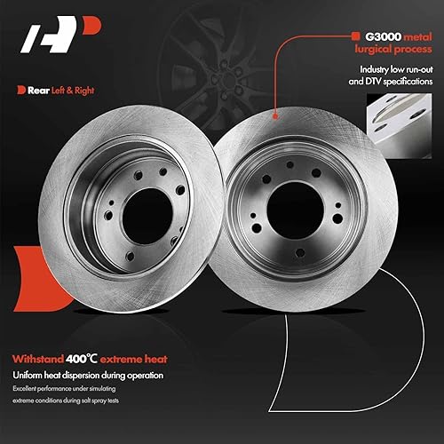 Miniatura 3 de A-Premium Rotores de freno de disco sólido trasero de 10.31 pulgadas (10.315 in) compatibles con modelos seleccionados de Kia y Hyundai, para