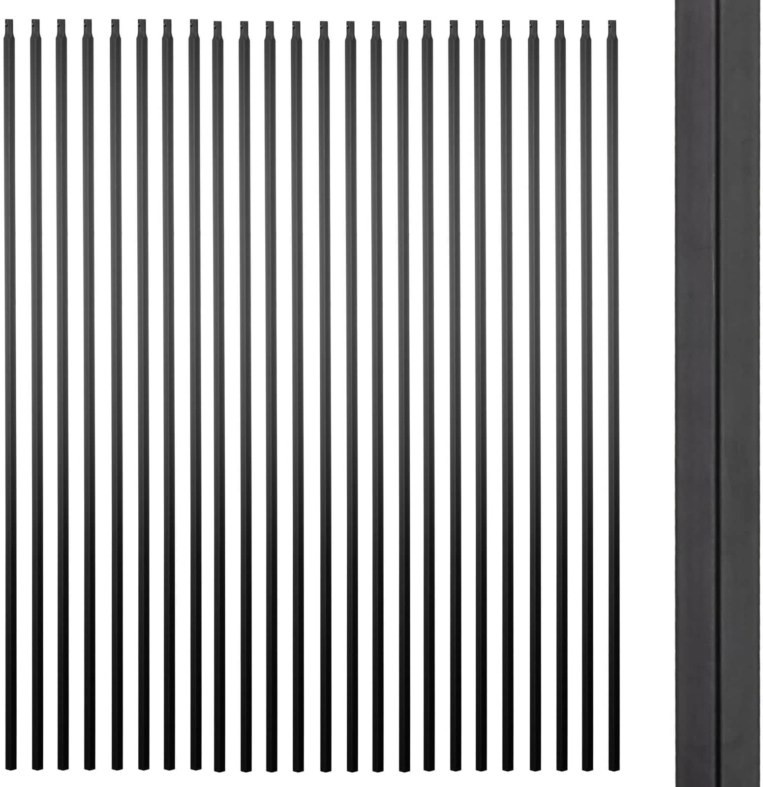 S01 Wrought Iron Balusters - Set of 30 Hollow Plain Bar Decorative Metal Balusters for Decks - Spiral Stair Railing - 1/2-inch Iron Spindles - Satin Black Metal Railing