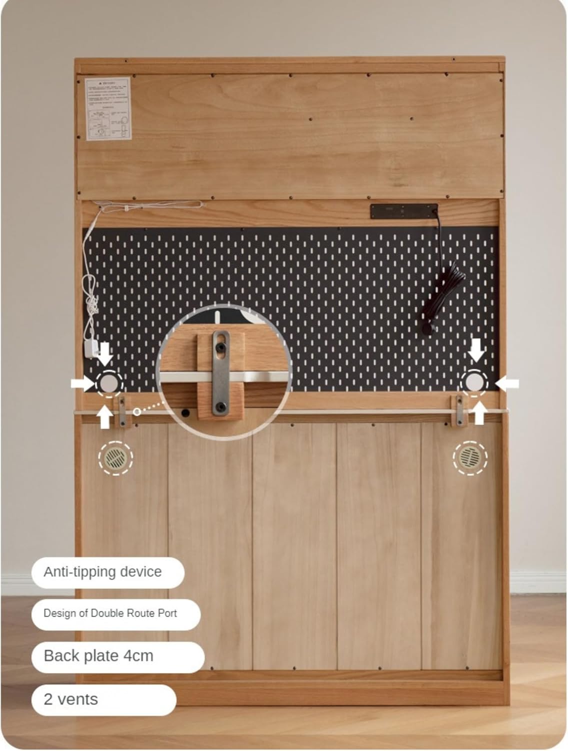 GVAwood Oak Solid Wood Rock Board Modern Sideboard 33.5x15.7x33.9 inch / 85.4x40.2x86.2 сm/Natural Wood Color/Sideboard