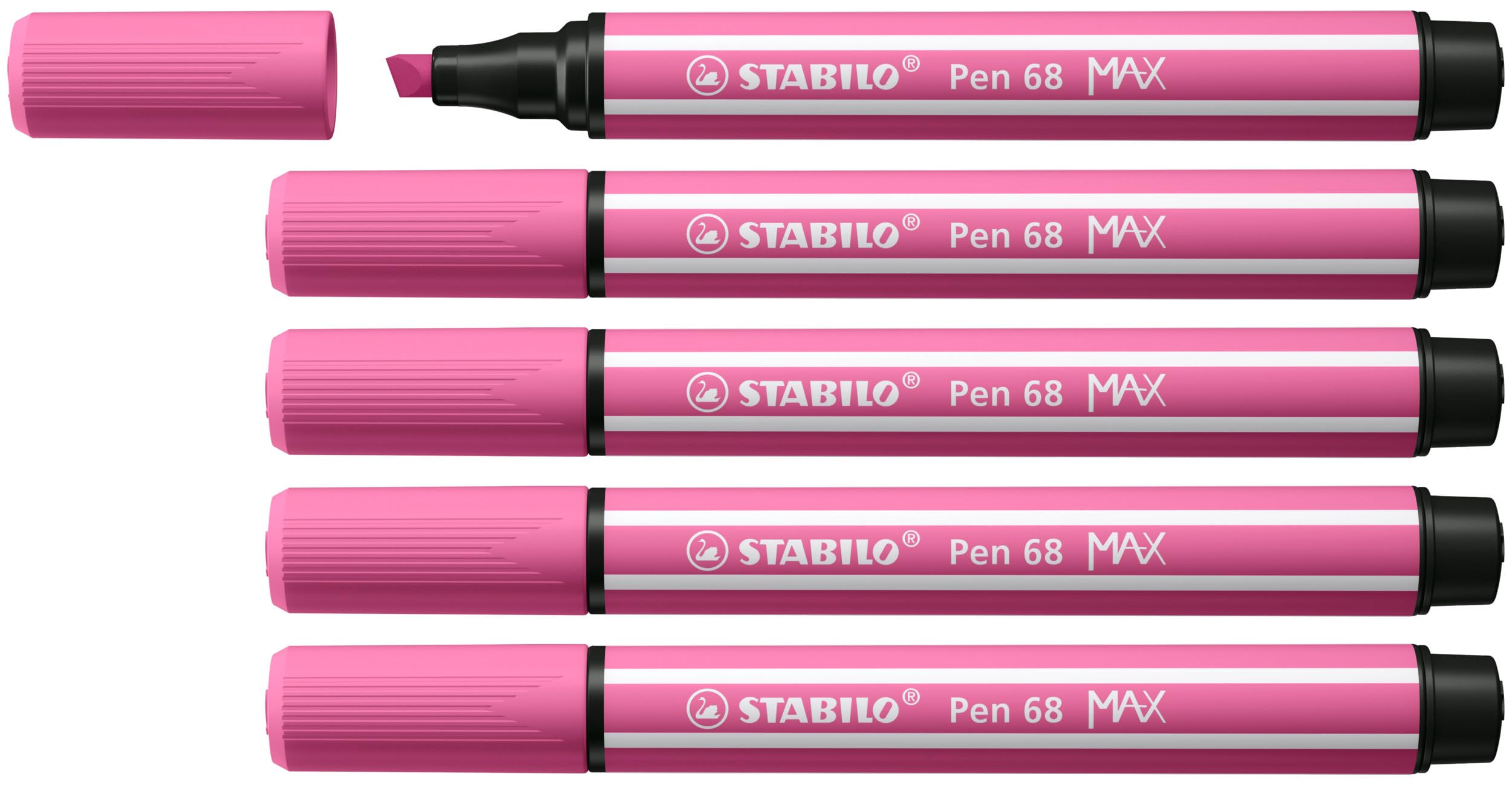 STABILO Pen 68 MAX - Premium Fibre-Tip Pen with Chisel Tip - ARTY - Pack of 5 - Heliotrope