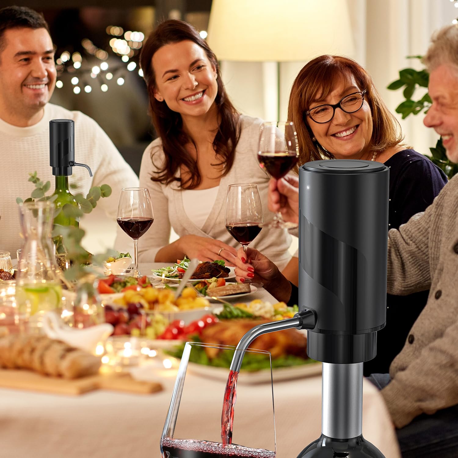 Aeratore di Vino Elettrico Ricaricabile USB 2-in-1 Decanter Versatore per Vino