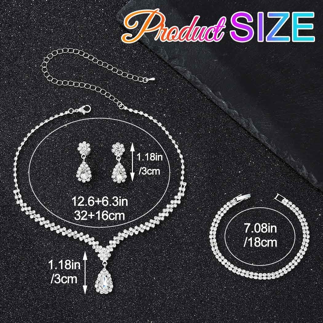 GORAIS Prom Wedding Jewelry Sets Rhinestone Bridal Necklace Earrings Bracelet Set Crystal Costume Jewelry for Brides - Image 5