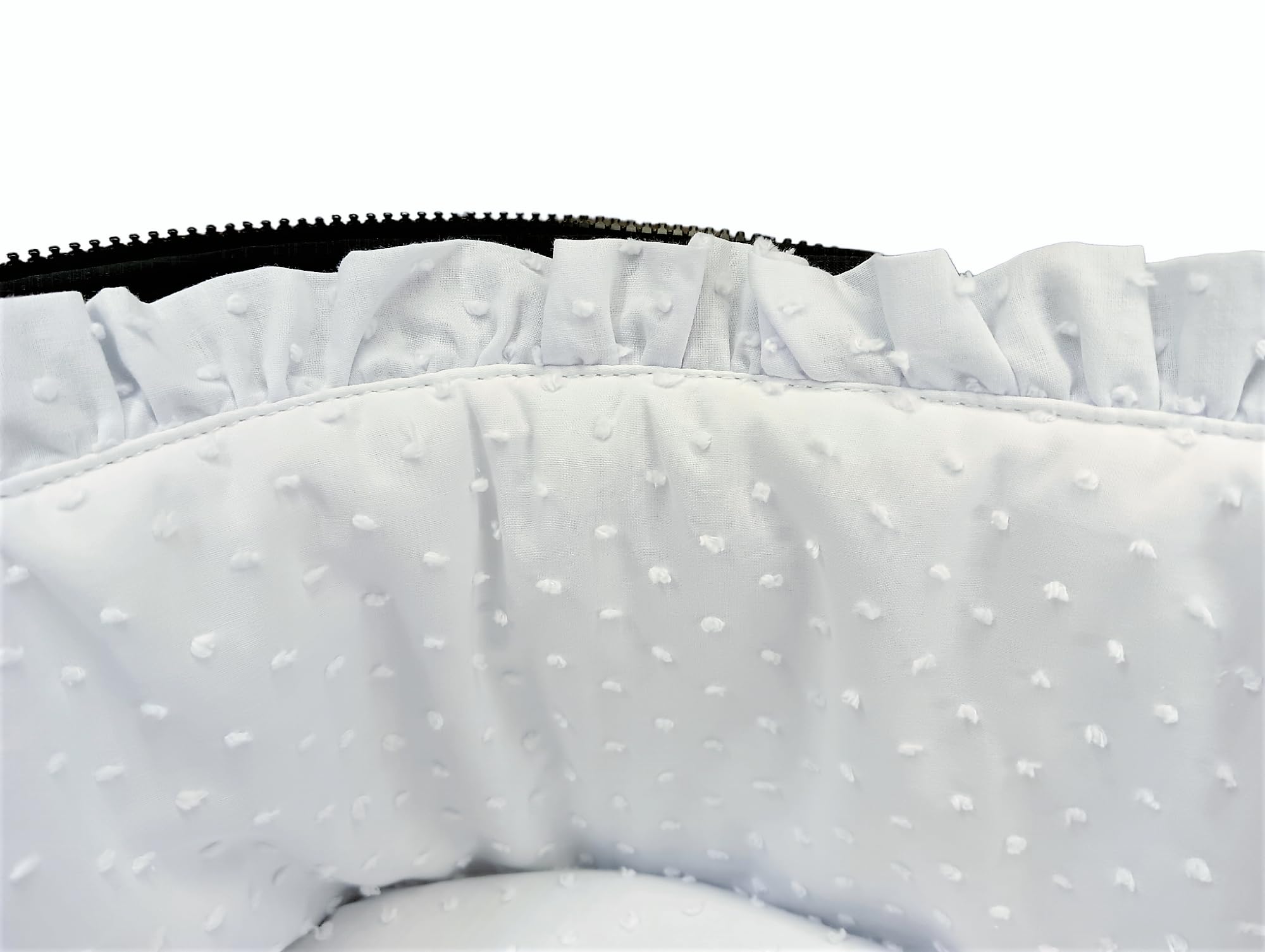 Nenel Cubre capazo o Funda CABECERA Recortada para capazo y Paredes Acolchadas + sábana Bajera - Plumeti (Blanco)