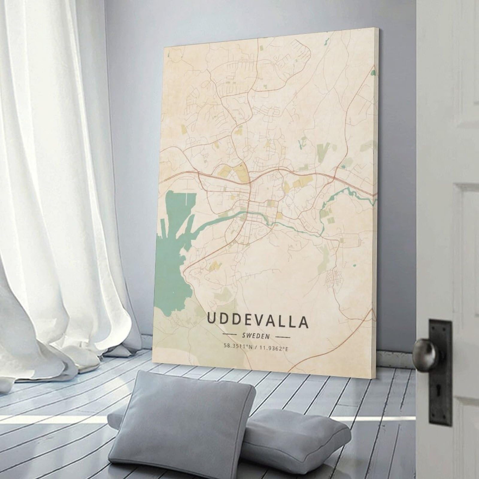 LZTEN Uddevalla - Poster con mappa della Svezia, stampa vintage, per camera di ragazzi e adolescenti, stampa artistica da parete su tela, 40 x 60 cm