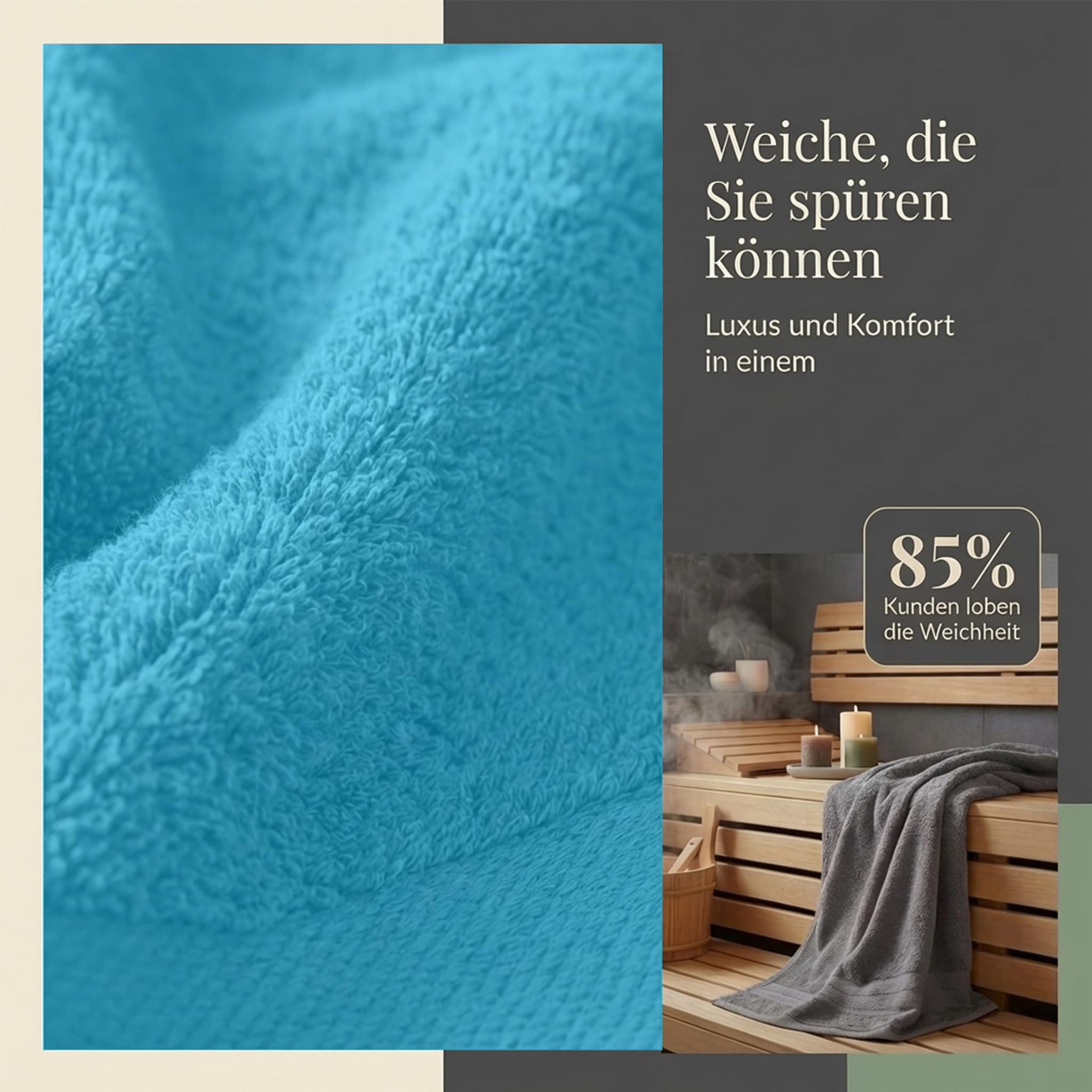 Komfortec Set van 2 Handdoeken 80x200 cm - 100% Katoen - XXL Saunahanddoeken - Badlaken - Strandlaken - Badhanddoek- Douchelaken - Zacht - Hoge Absorptie - Sneldrogend - Antraciet&Turquoise Komfortec Set van 2 Handdoeken 80x200 cm - 100% Katoen - XXL Saunahanddoeken - Badlaken - Strandlaken - Badhanddoek- Douchelaken - Zacht - Hoge Absorptie - Sneldrogend - Antraciet&Turquoise