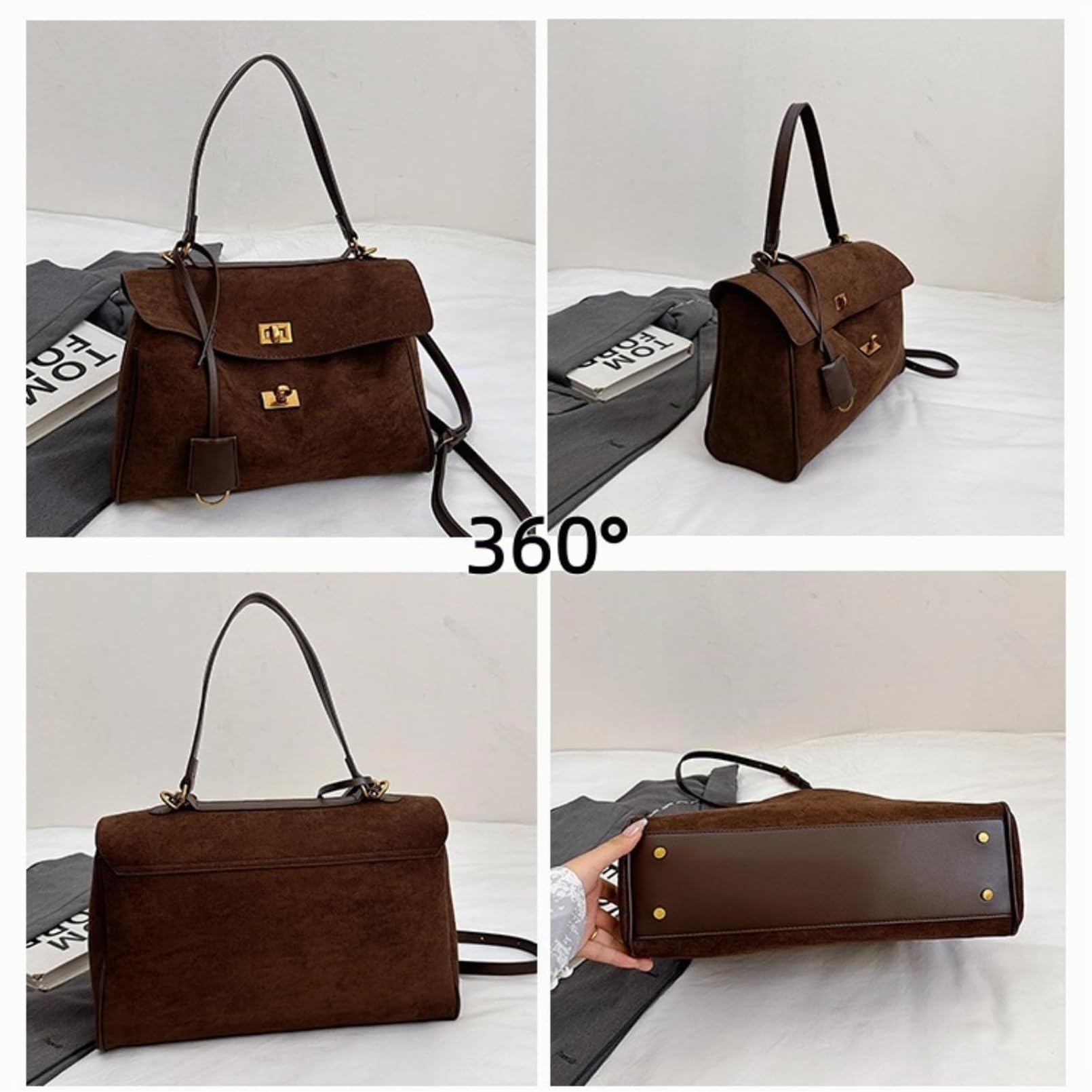 Damen‑Handtasche aus Wildleder, großer Tote‑Shopper für den Alltag