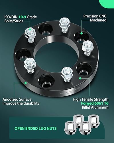 Miniatura 3 de SCITOO 2 adaptadores de rueda de 5 x 5 a 5 x 4.75 pulgadas, orificios de 1 pulgada, pernos de 3.429 in de 12 x 1.5 pulgadas, espaciadores de rueda
