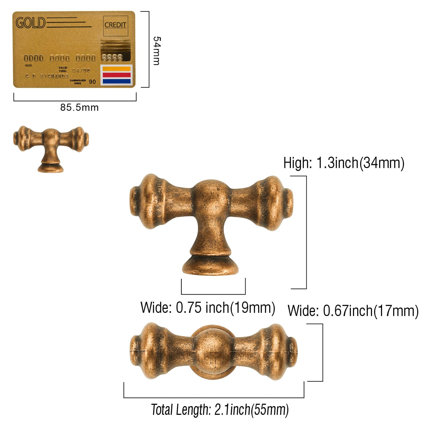 6 Maniglie Per Mobili In Lega Di Zinco | Bronzo Oliato | Foro 96mm | Per Cucina, Armadi E Cassetti - Foto 3