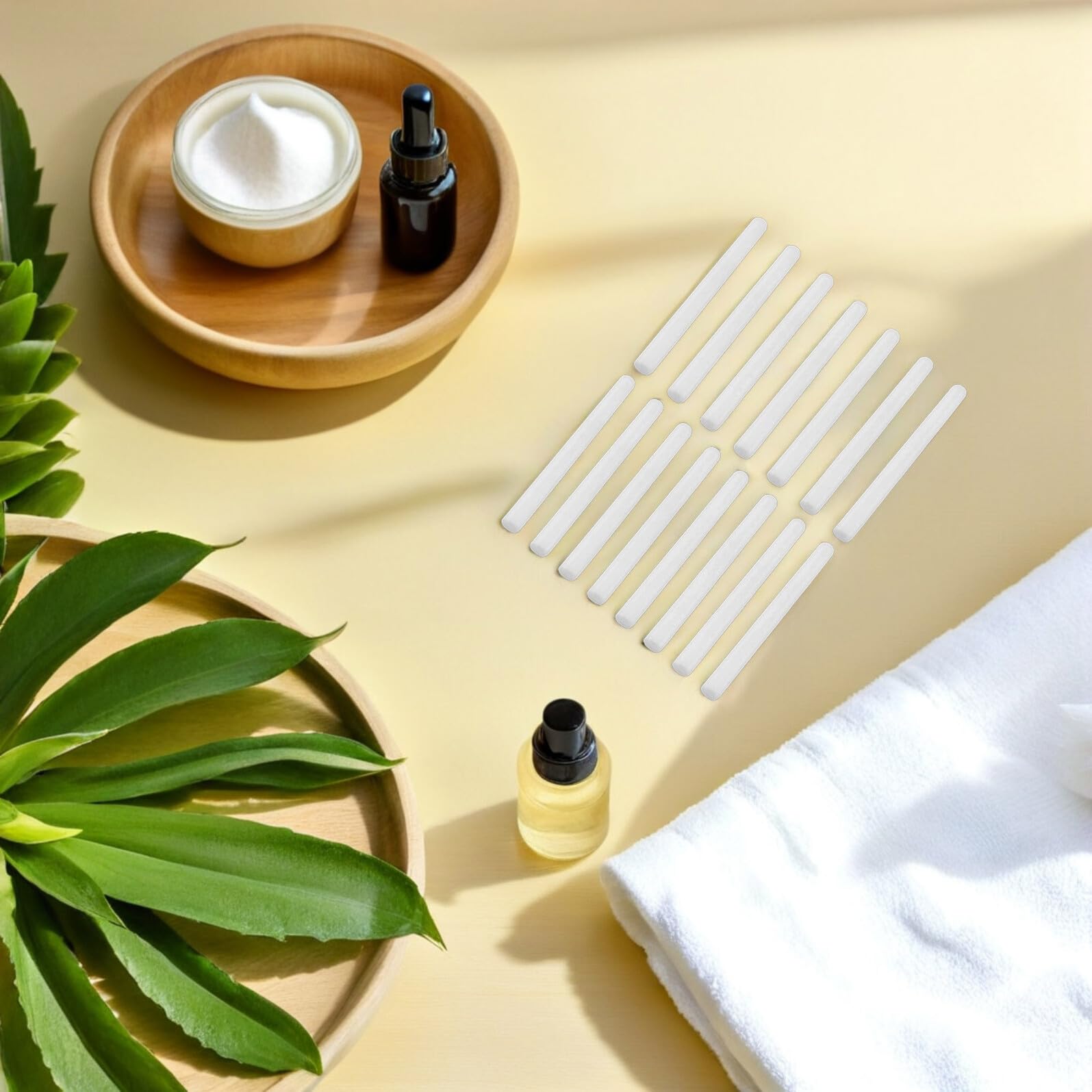 15 Bastoncillos de Algodón Rápida Absorción y Distribución de Olor Color Blanco para Difusor de Aroma Ideales para Cocina y Oficina