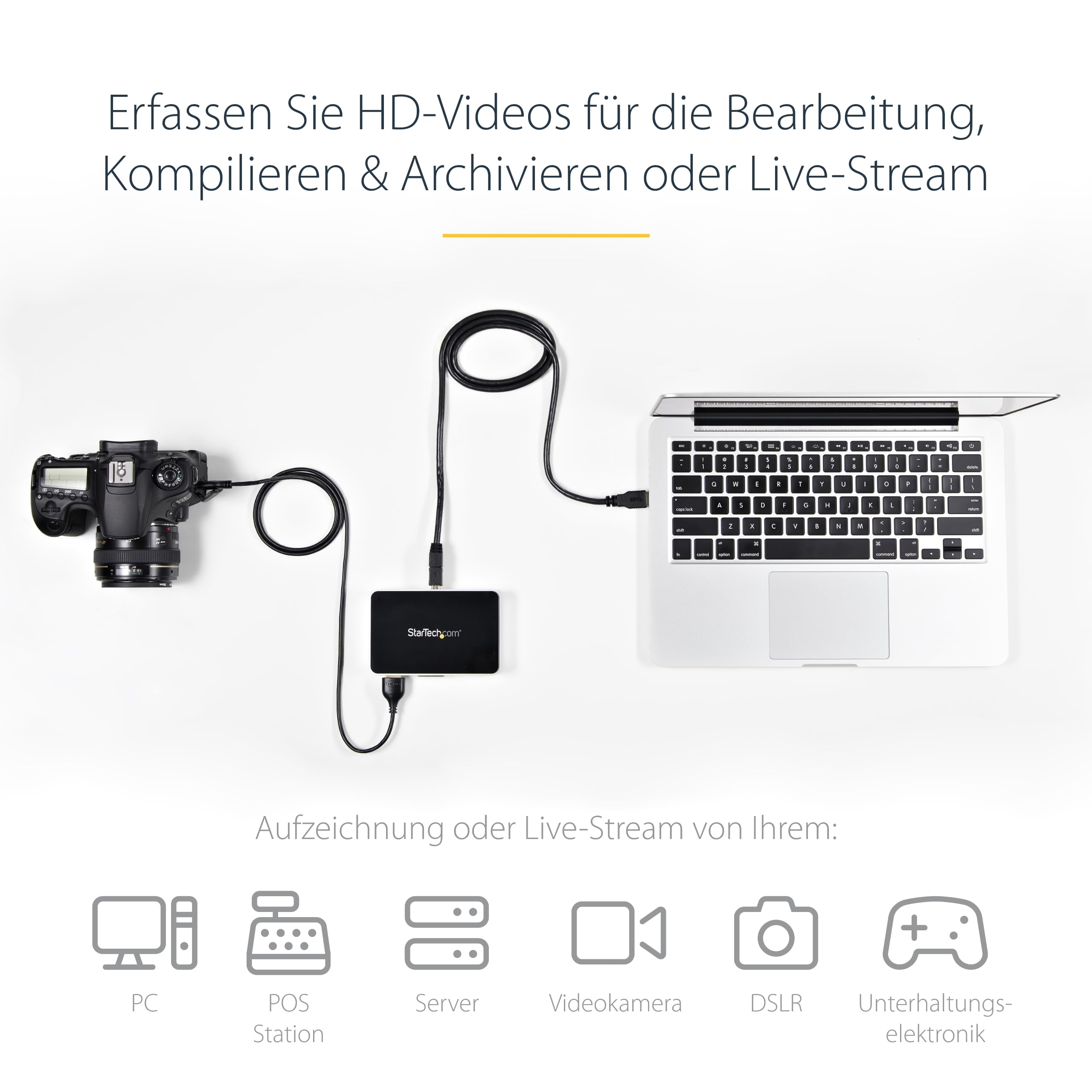 StarTech USB3HDCAP USB 3.0 Videoaufnahmegerät (HDMI, DVI, VGA, Component HD Video Recorder) | Grabber, Externe Karte, HD PVR, Freistehend, USB 3.0, HDCP, Component, Twitch