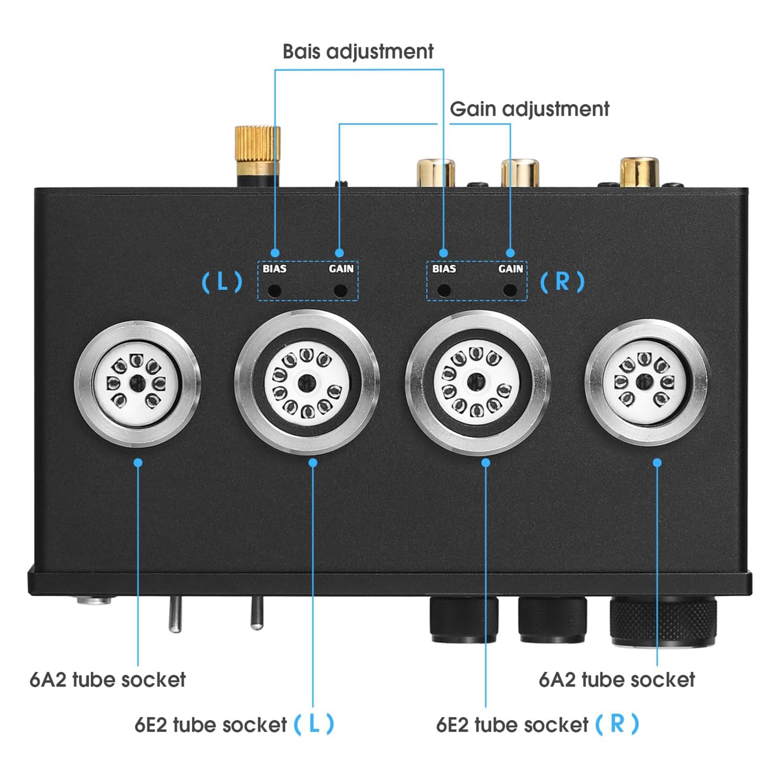 Preamplificatore Phono a Valvole, Preamplificatore per Giradischi/Lettore MM, con Gain Gear, Manopola di Controllo del Volume, Uscita Stereo L/R/RCA/Jack da 3,5 Mm