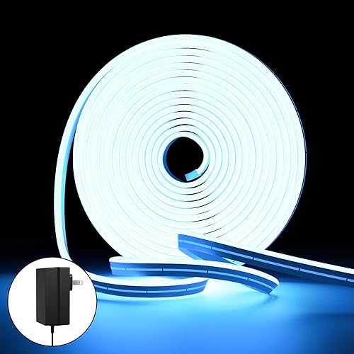 Cocanree Tira de luces LED de neón, adaptador de corriente incluido Cuerda de neón de silicona flexible impermeable de 16.4 pies, luces de neón LED